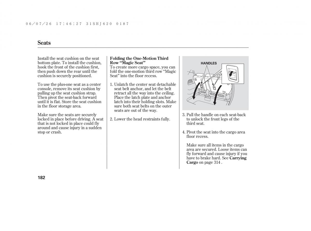 Honda Odyssey III 3 owners manual / page 188