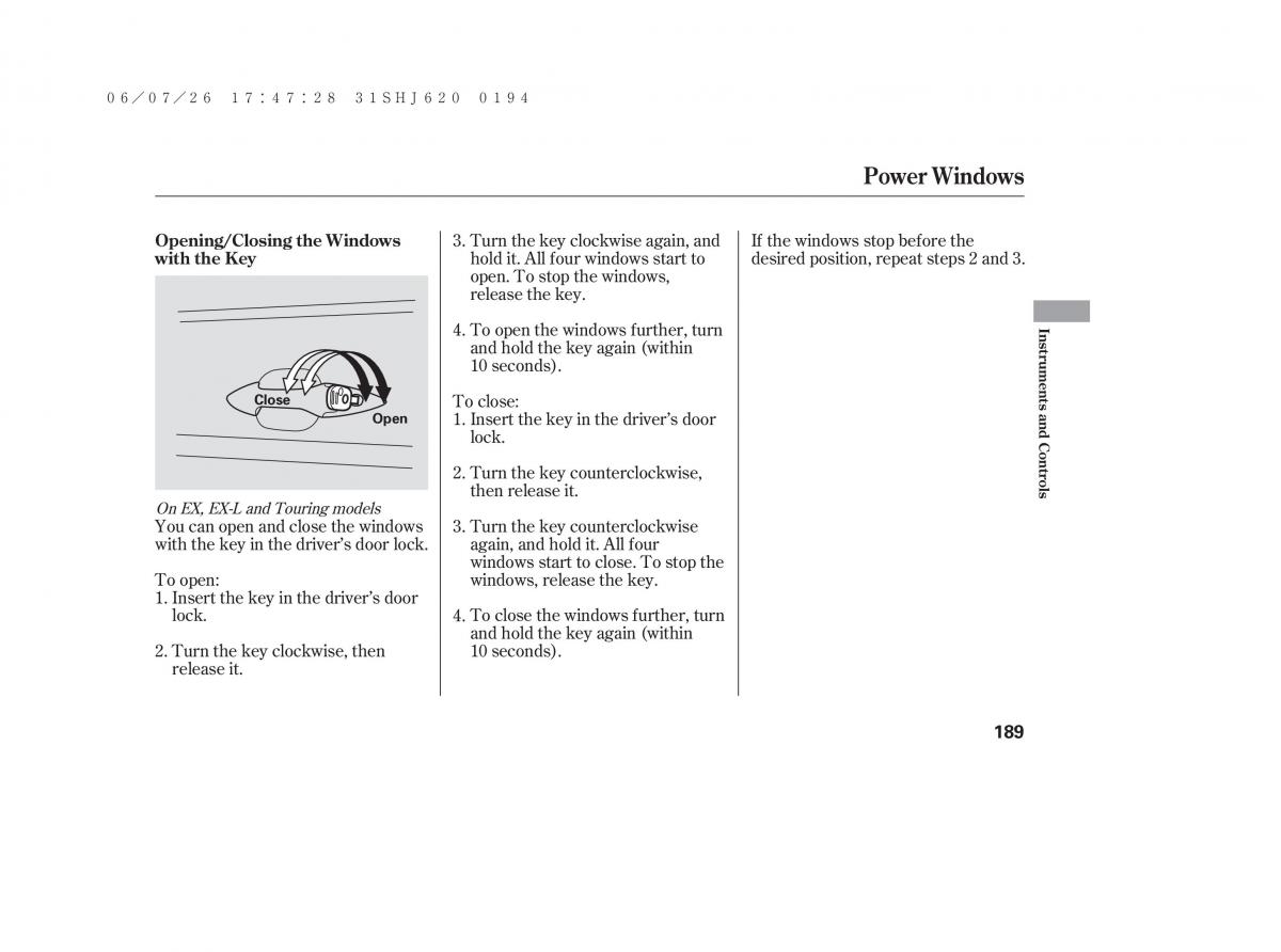 Honda Odyssey III 3 owners manual / page 195