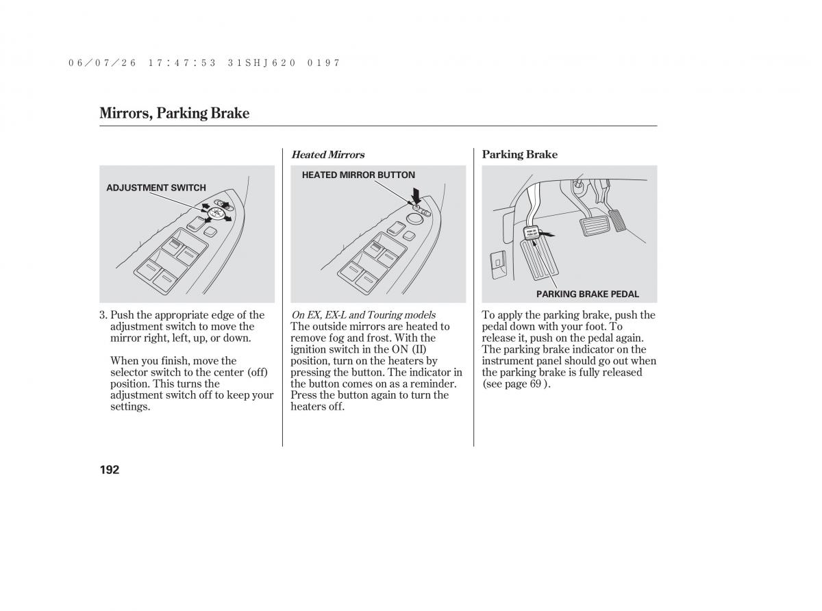 Honda Odyssey III 3 owners manual / page 198