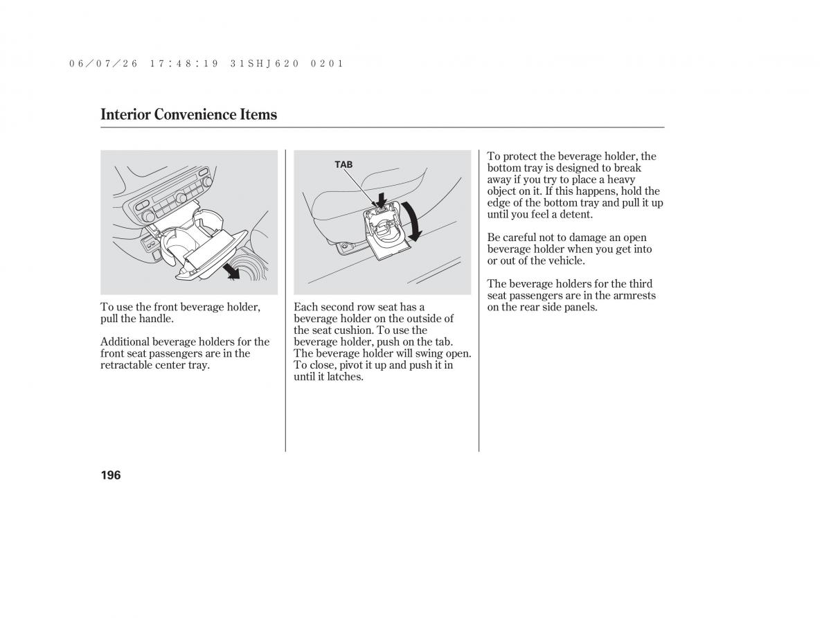 Honda Odyssey III 3 owners manual / page 202