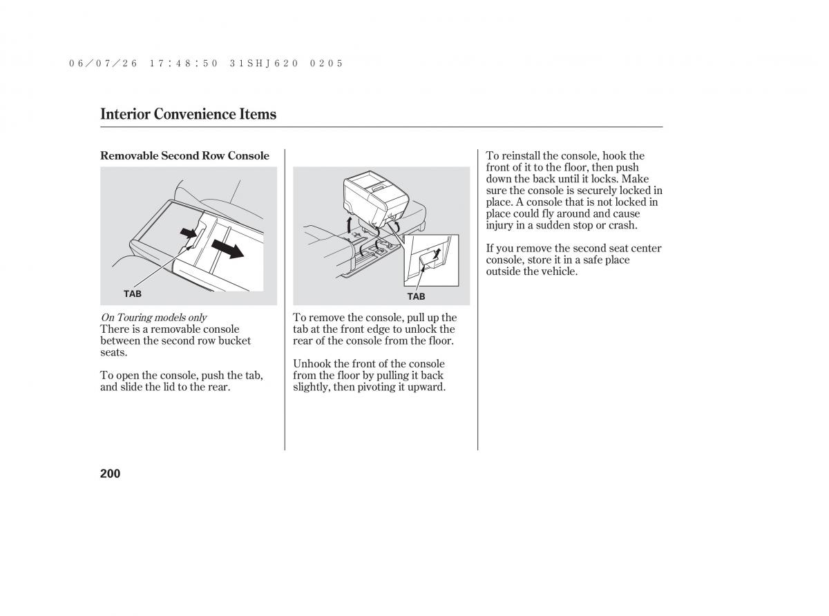 Honda Odyssey III 3 owners manual / page 206