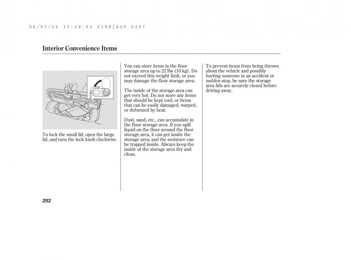 Honda Odyssey III 3 owners manual / page 208