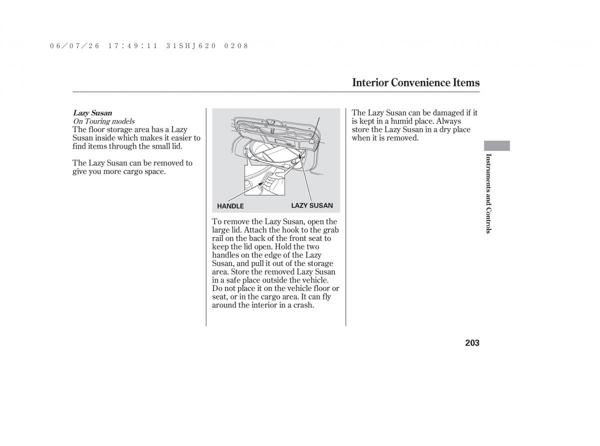 Honda Odyssey III 3 owners manual / page 209