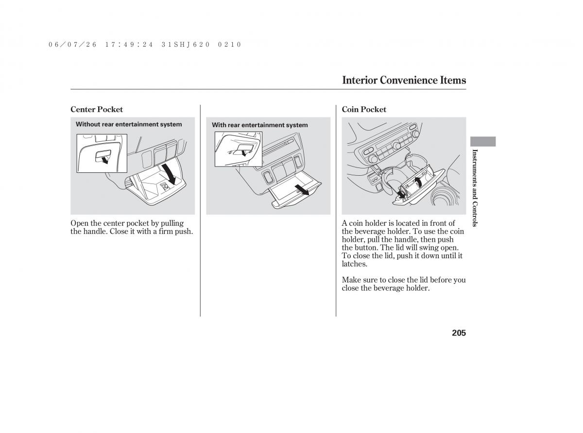 Honda Odyssey III 3 owners manual / page 211