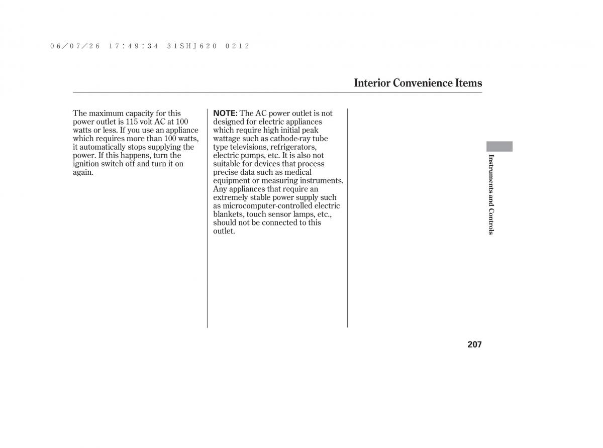 Honda Odyssey III 3 owners manual / page 213