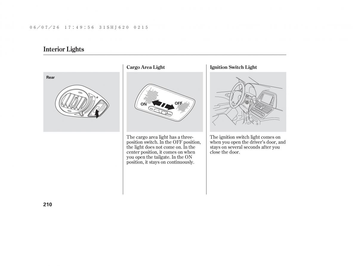 Honda Odyssey III 3 owners manual / page 216