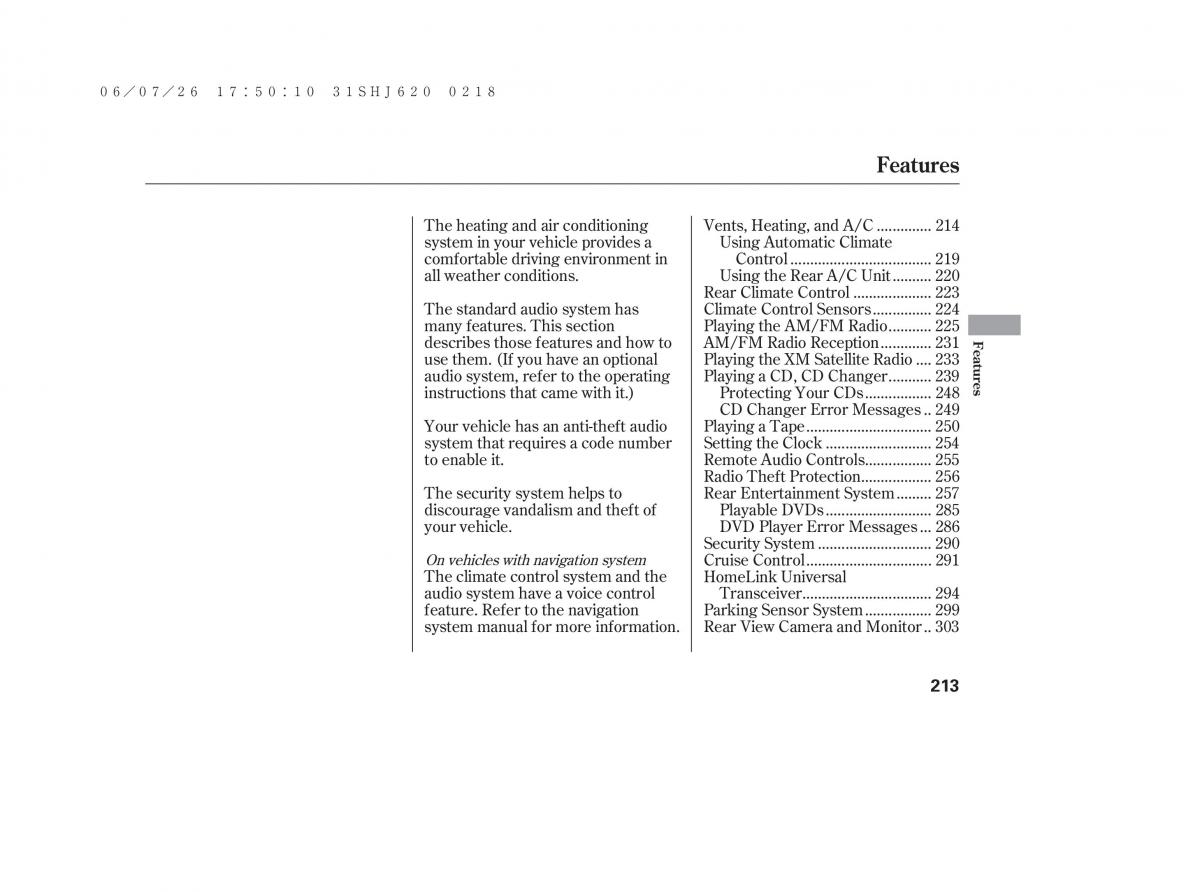 Honda Odyssey III 3 owners manual / page 219