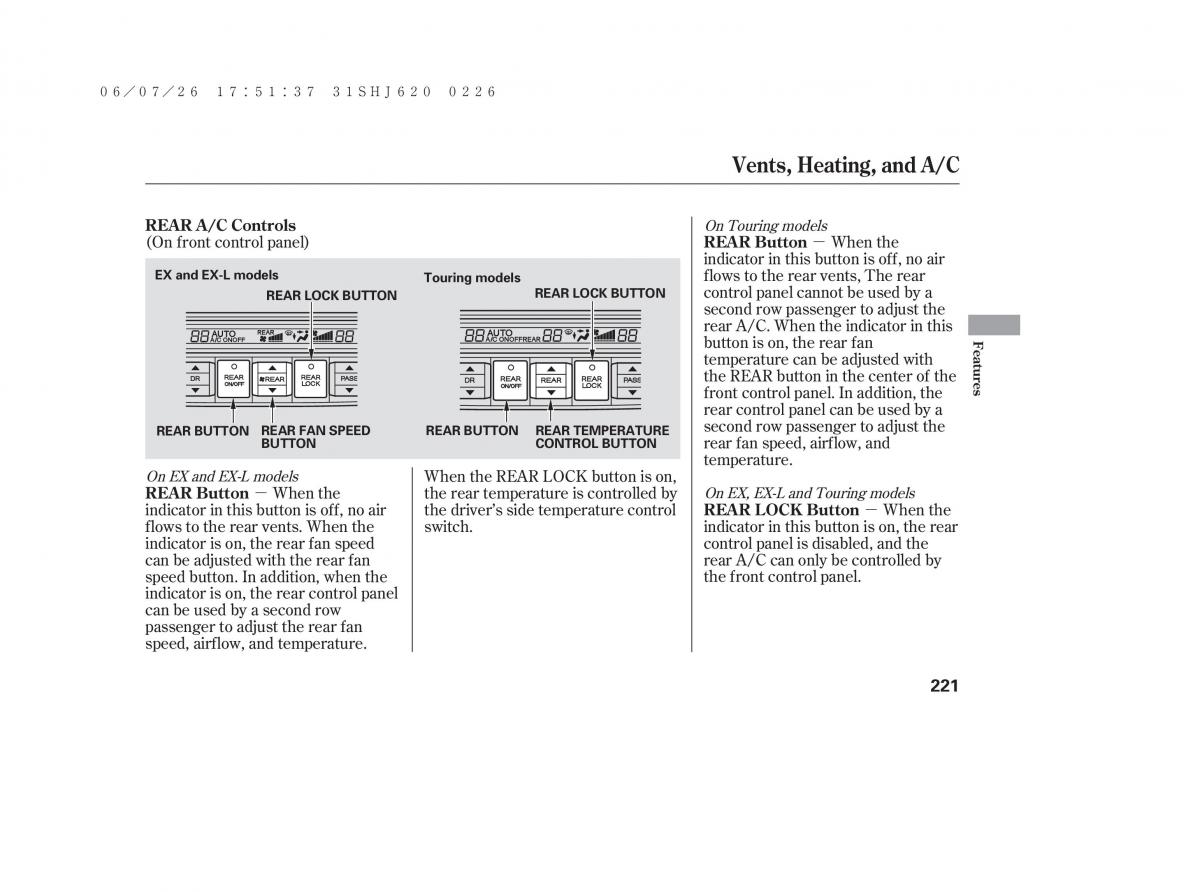 Honda Odyssey III 3 owners manual / page 227