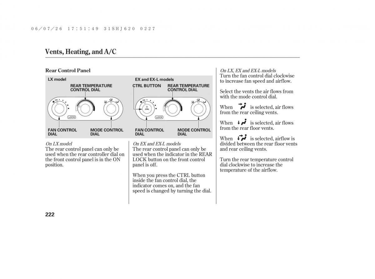 Honda Odyssey III 3 owners manual / page 228