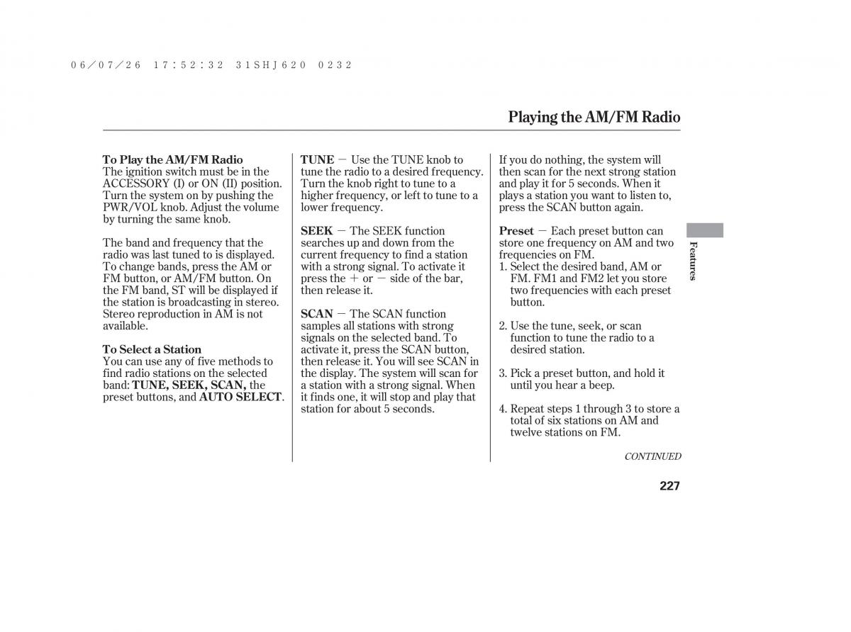 Honda Odyssey III 3 owners manual / page 233