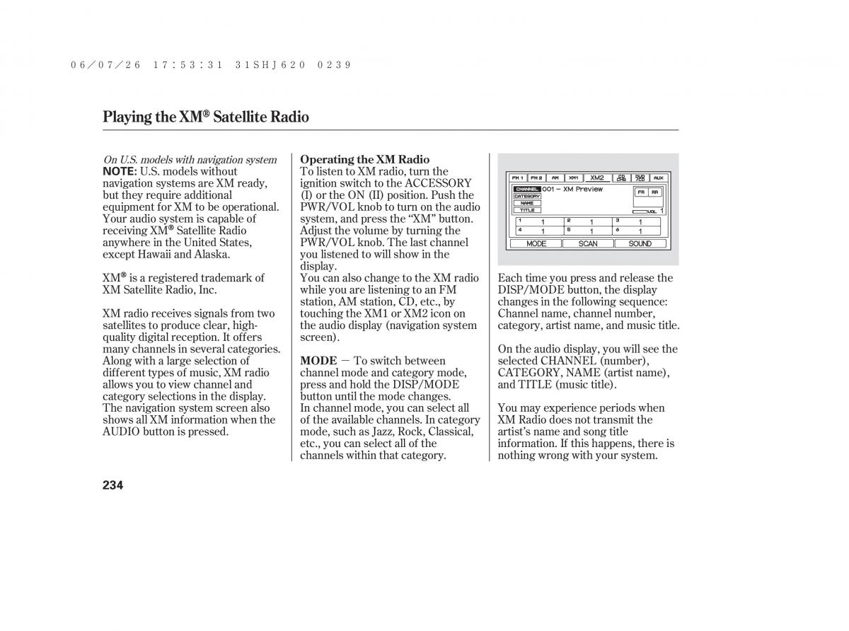 Honda Odyssey III 3 owners manual / page 240