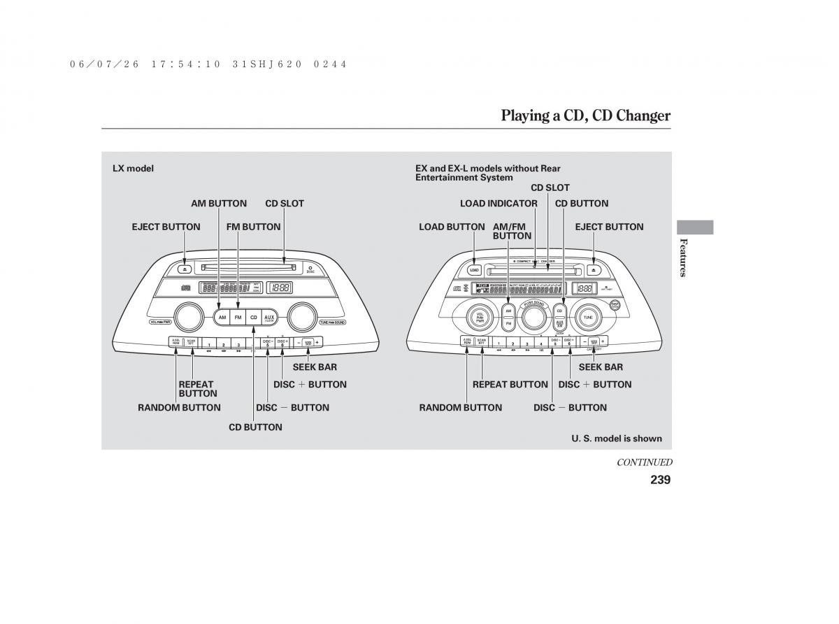 Honda Odyssey III 3 owners manual / page 245