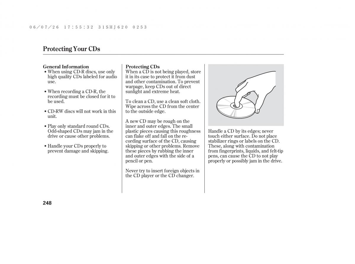 Honda Odyssey III 3 owners manual / page 254