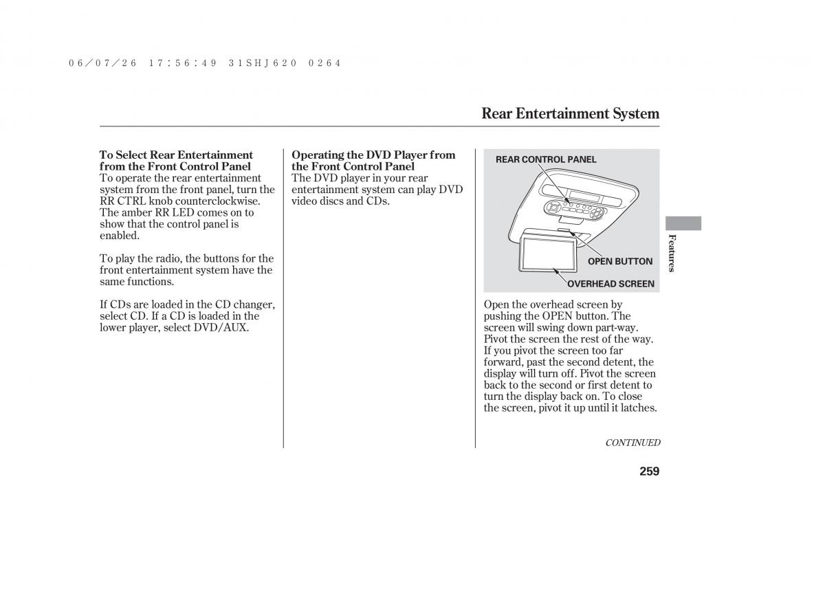 Honda Odyssey III 3 owners manual / page 265