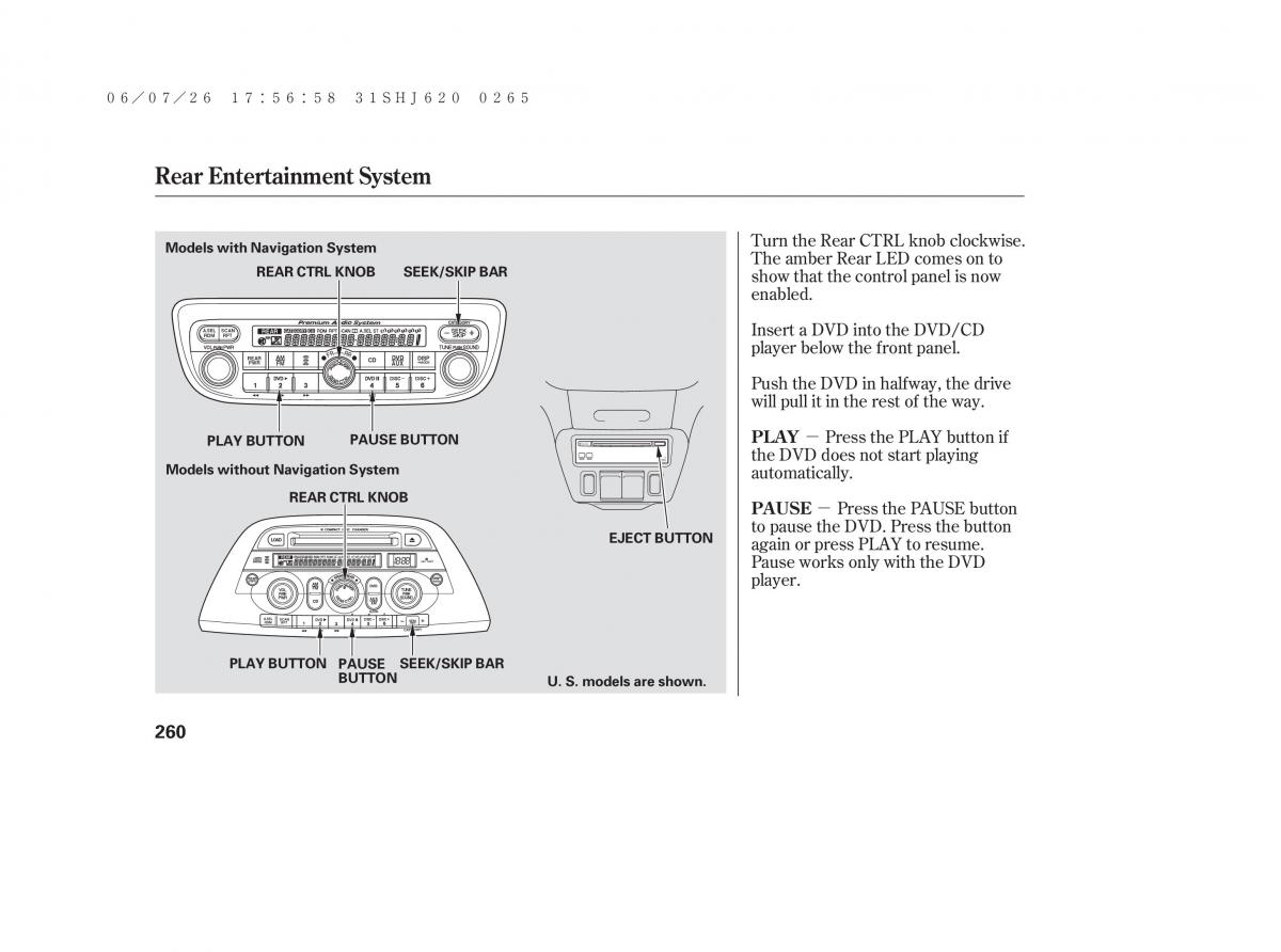 Honda Odyssey III 3 owners manual / page 266