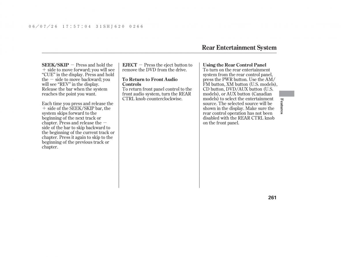 Honda Odyssey III 3 owners manual / page 267