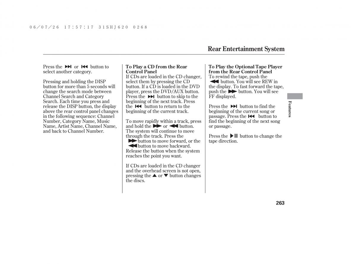 Honda Odyssey III 3 owners manual / page 269