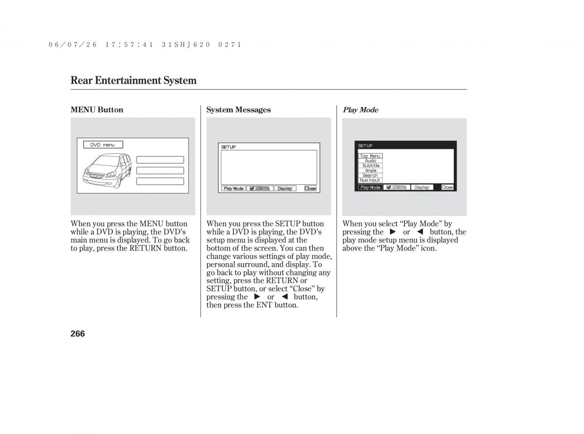 Honda Odyssey III 3 owners manual / page 272