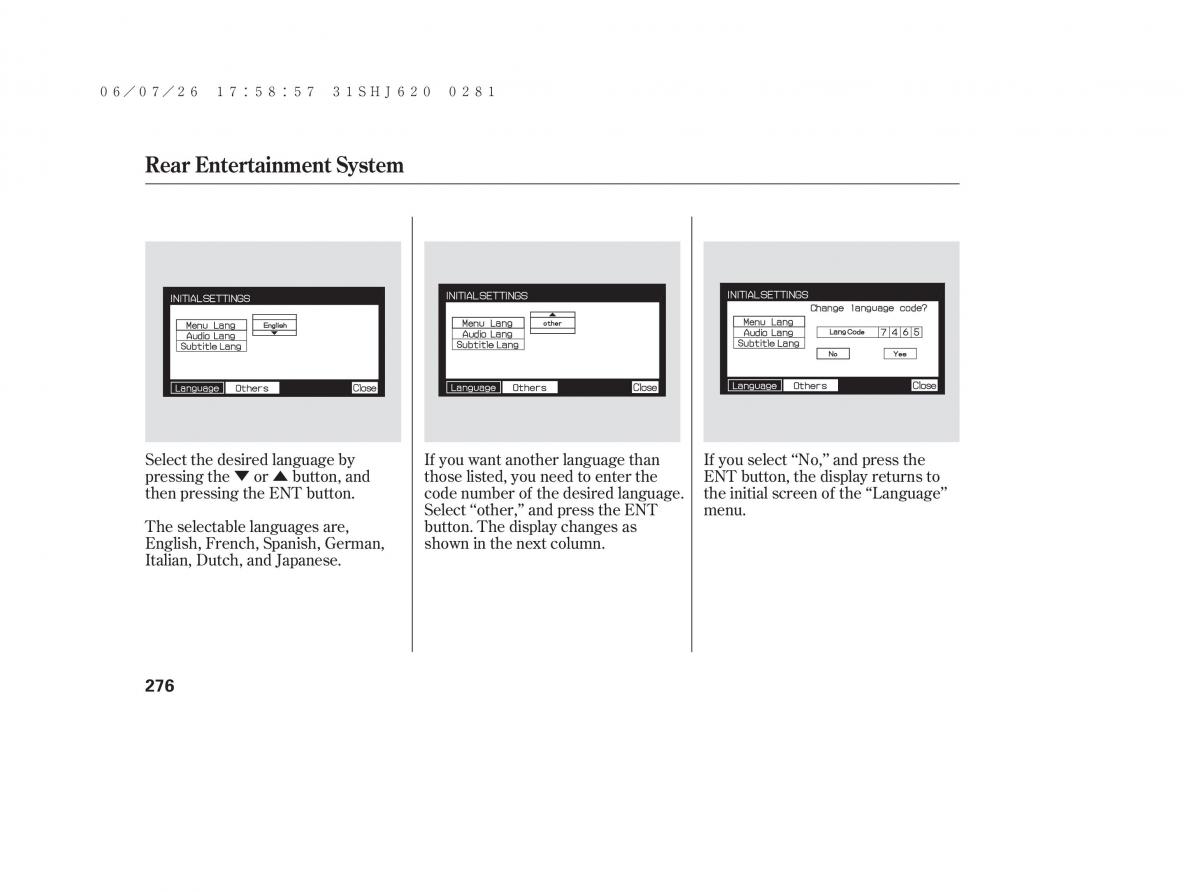 Honda Odyssey III 3 owners manual / page 282