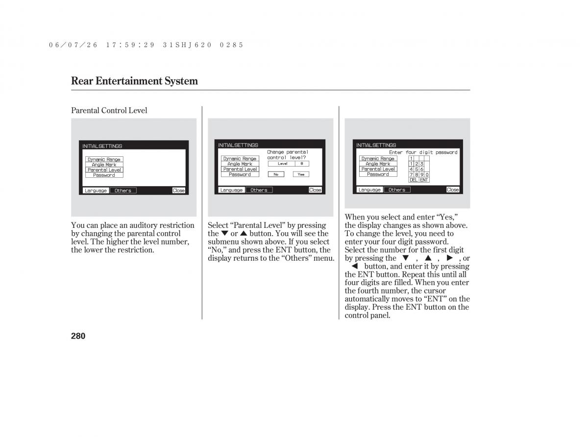 Honda Odyssey III 3 owners manual / page 286