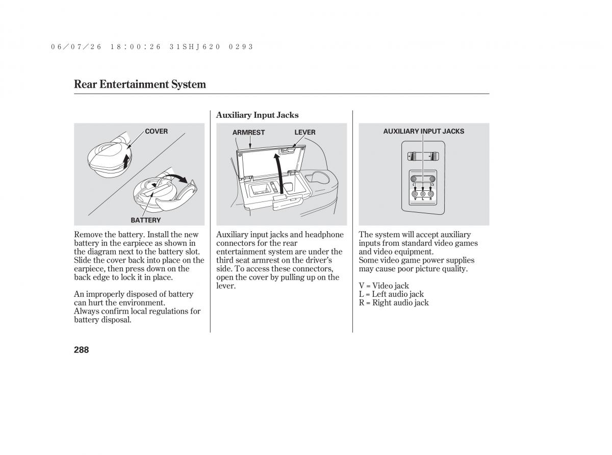 Honda Odyssey III 3 owners manual / page 294