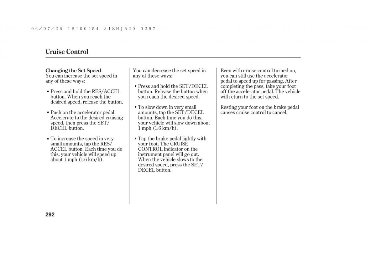 Honda Odyssey III 3 owners manual / page 298