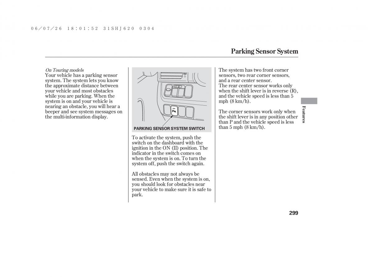 Honda Odyssey III 3 owners manual / page 305