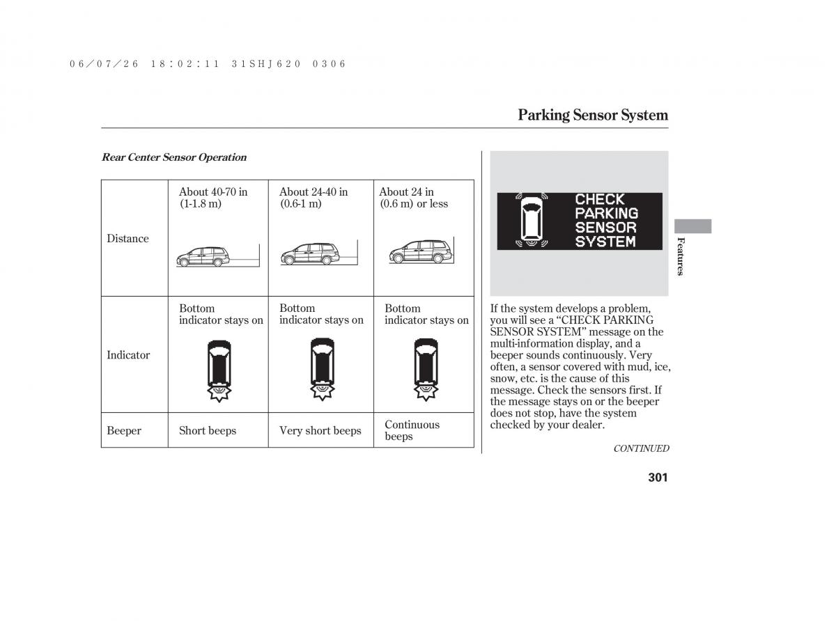 Honda Odyssey III 3 owners manual / page 307