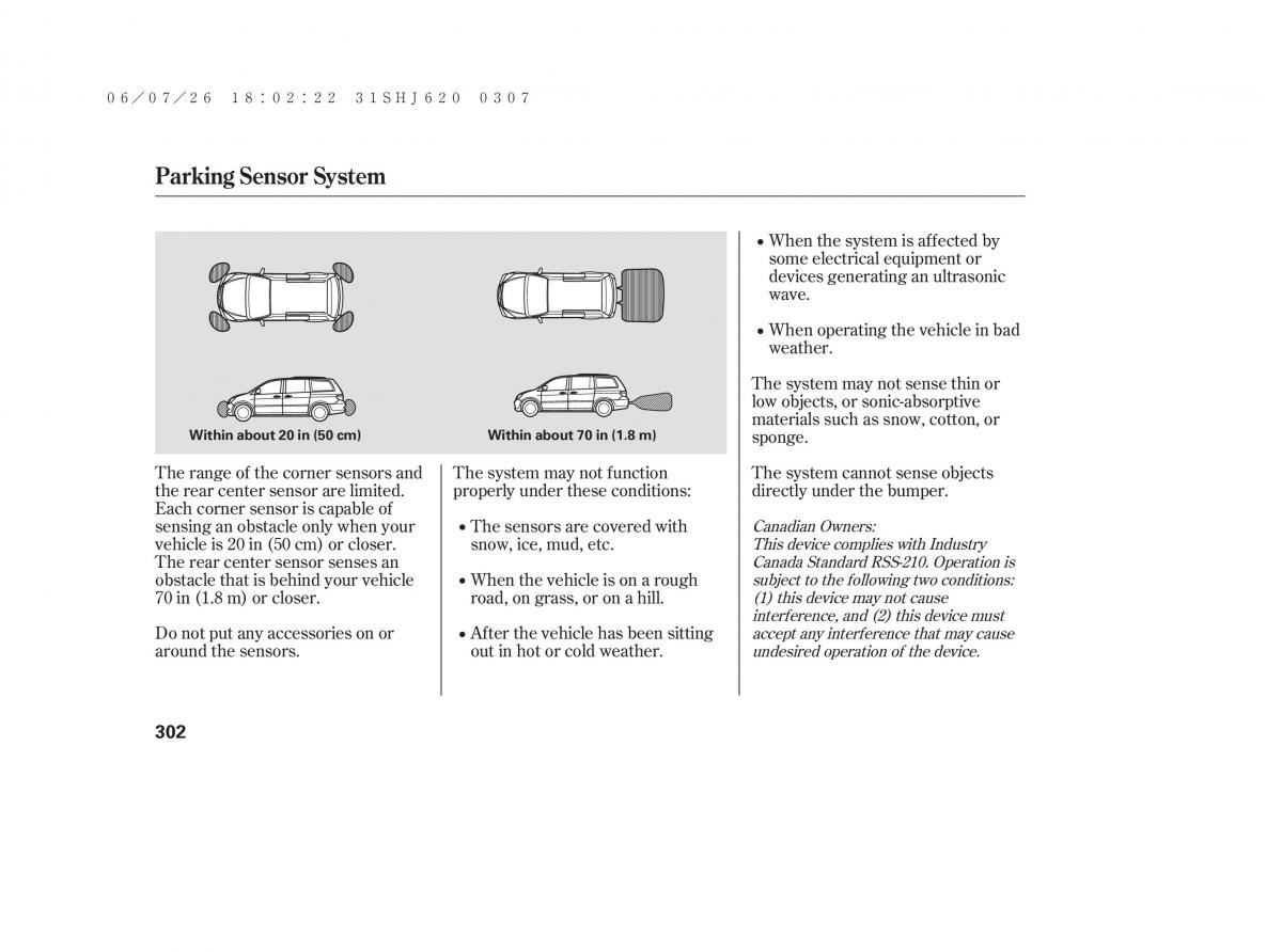 Honda Odyssey III 3 owners manual / page 308