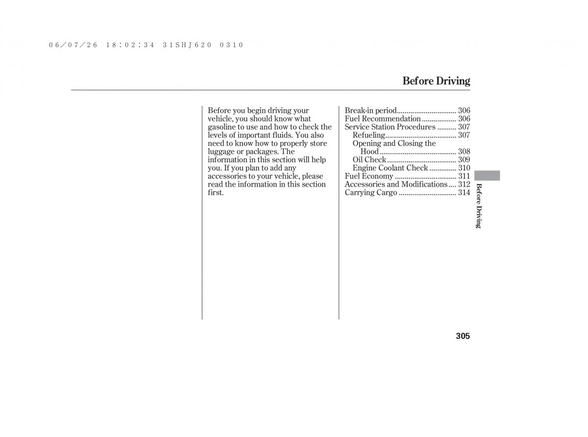 Honda Odyssey III 3 owners manual / page 311