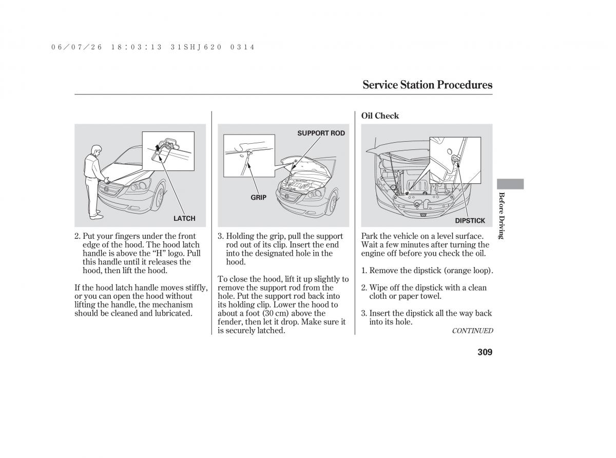 Honda Odyssey III 3 owners manual / page 315