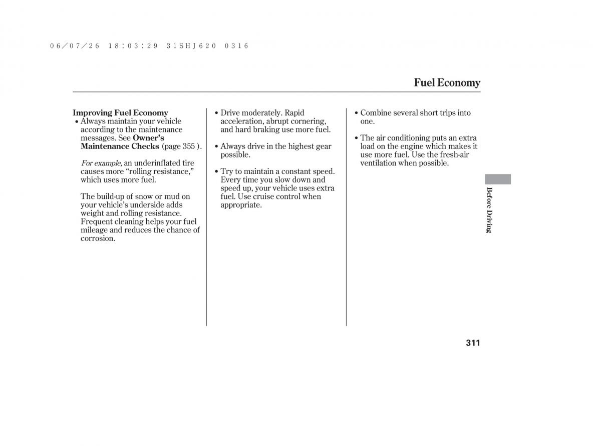 Honda Odyssey III 3 owners manual / page 317