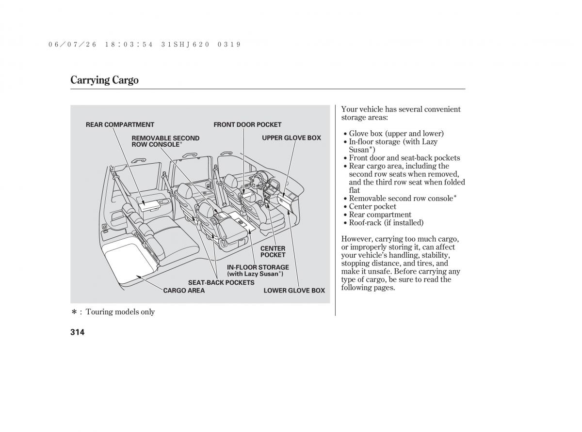 Honda Odyssey III 3 owners manual / page 320