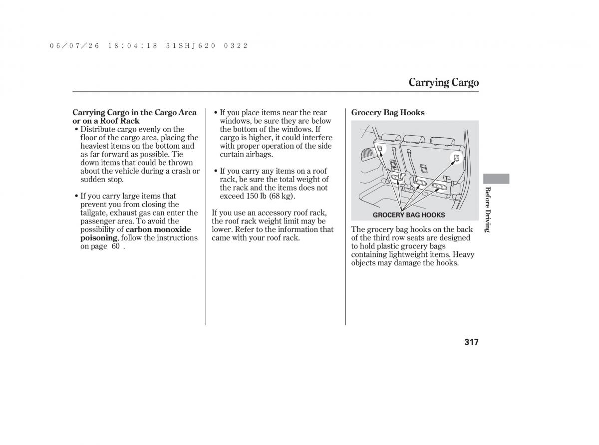 Honda Odyssey III 3 owners manual / page 323