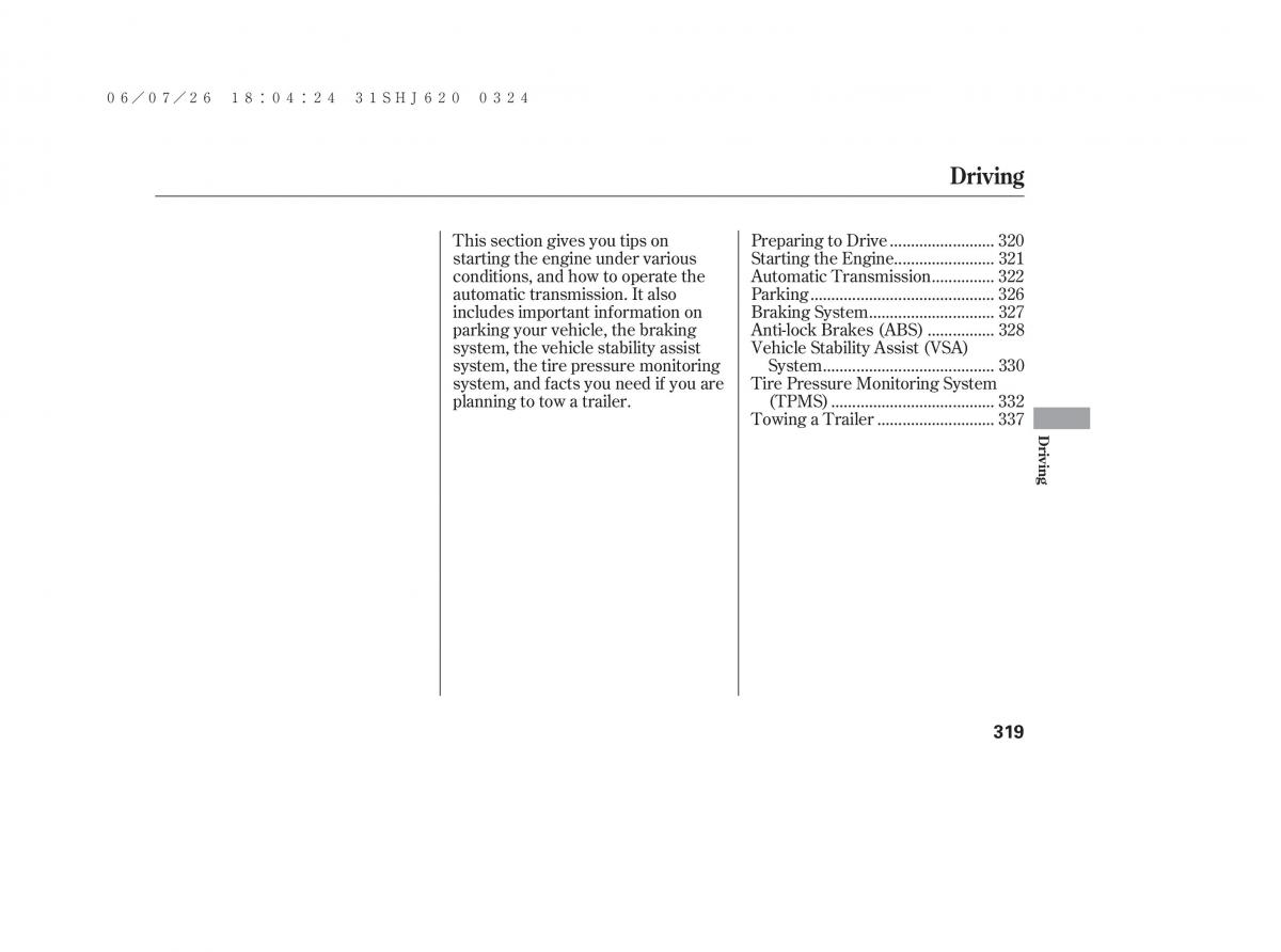 Honda Odyssey III 3 owners manual / page 325