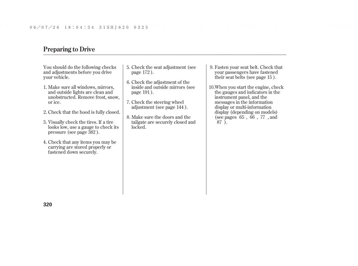 Honda Odyssey III 3 owners manual / page 326