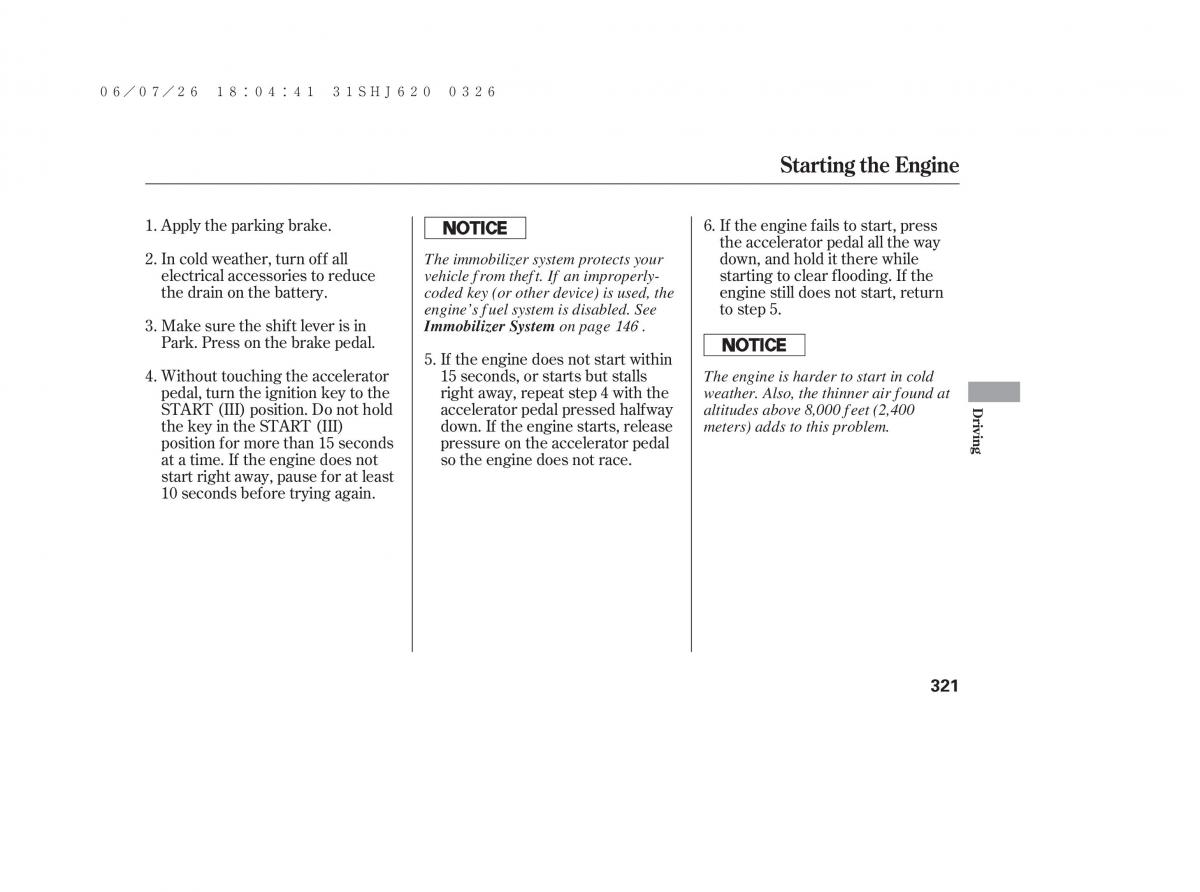 Honda Odyssey III 3 owners manual / page 327