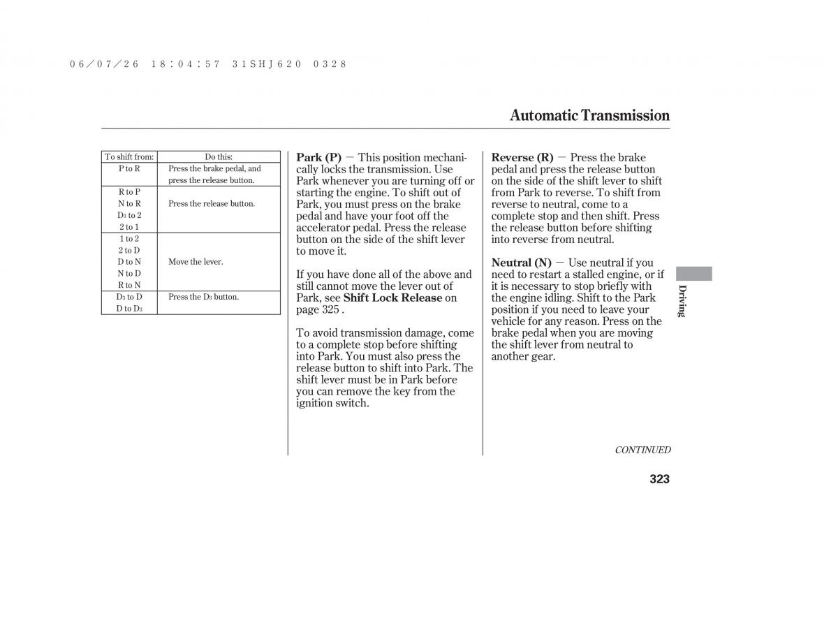 Honda Odyssey III 3 owners manual / page 329