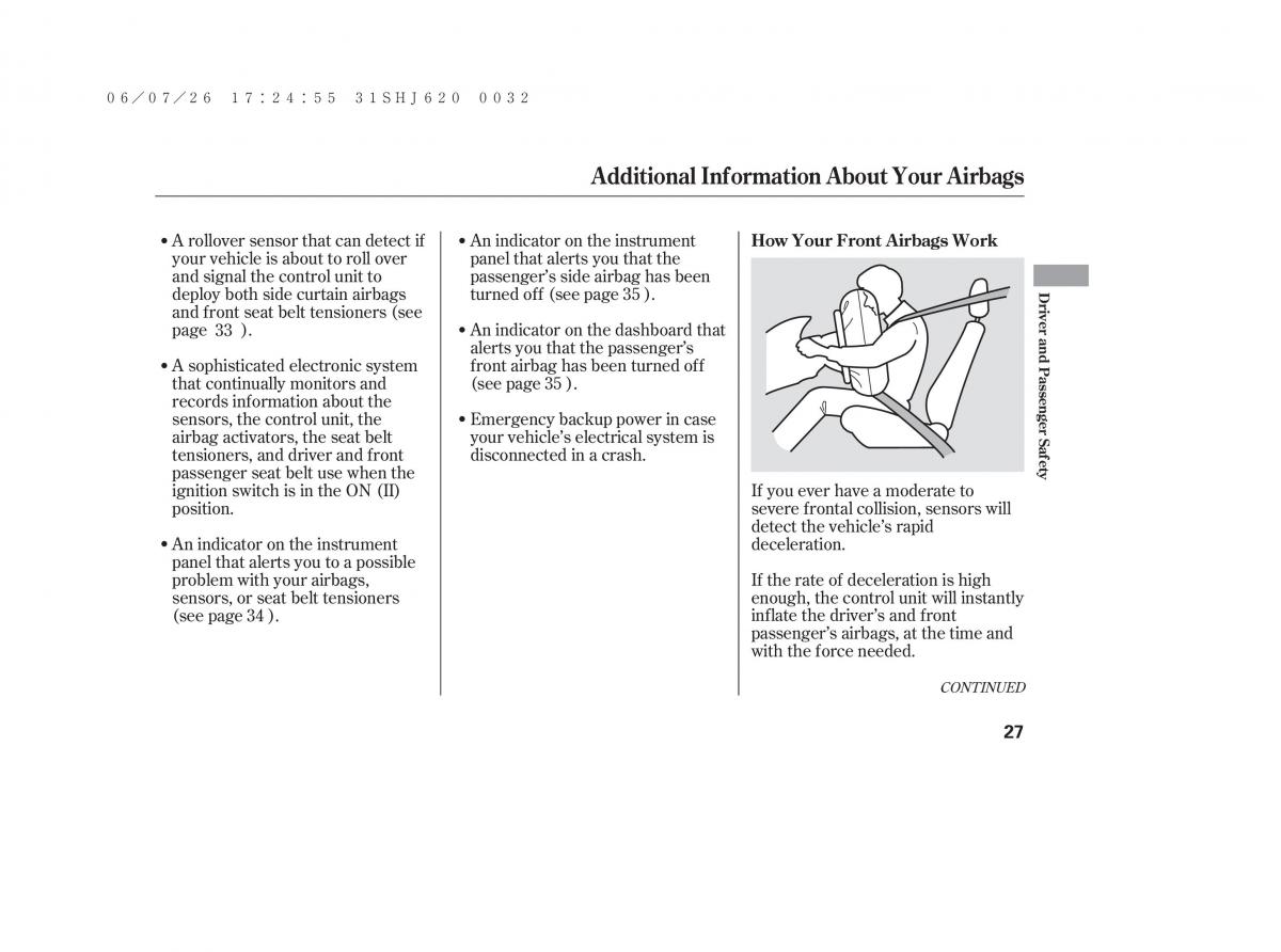 Honda Odyssey III 3 owners manual / page 33