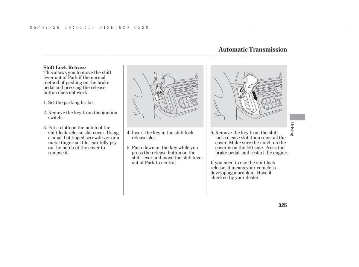 Honda Odyssey III 3 owners manual / page 331