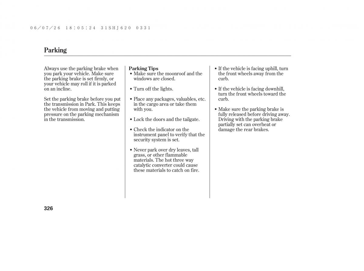 Honda Odyssey III 3 owners manual / page 332