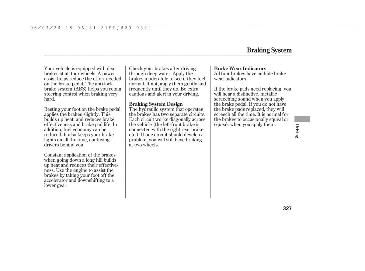 Honda Odyssey III 3 owners manual / page 333