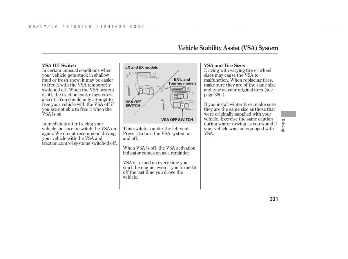 Honda Odyssey III 3 owners manual / page 337