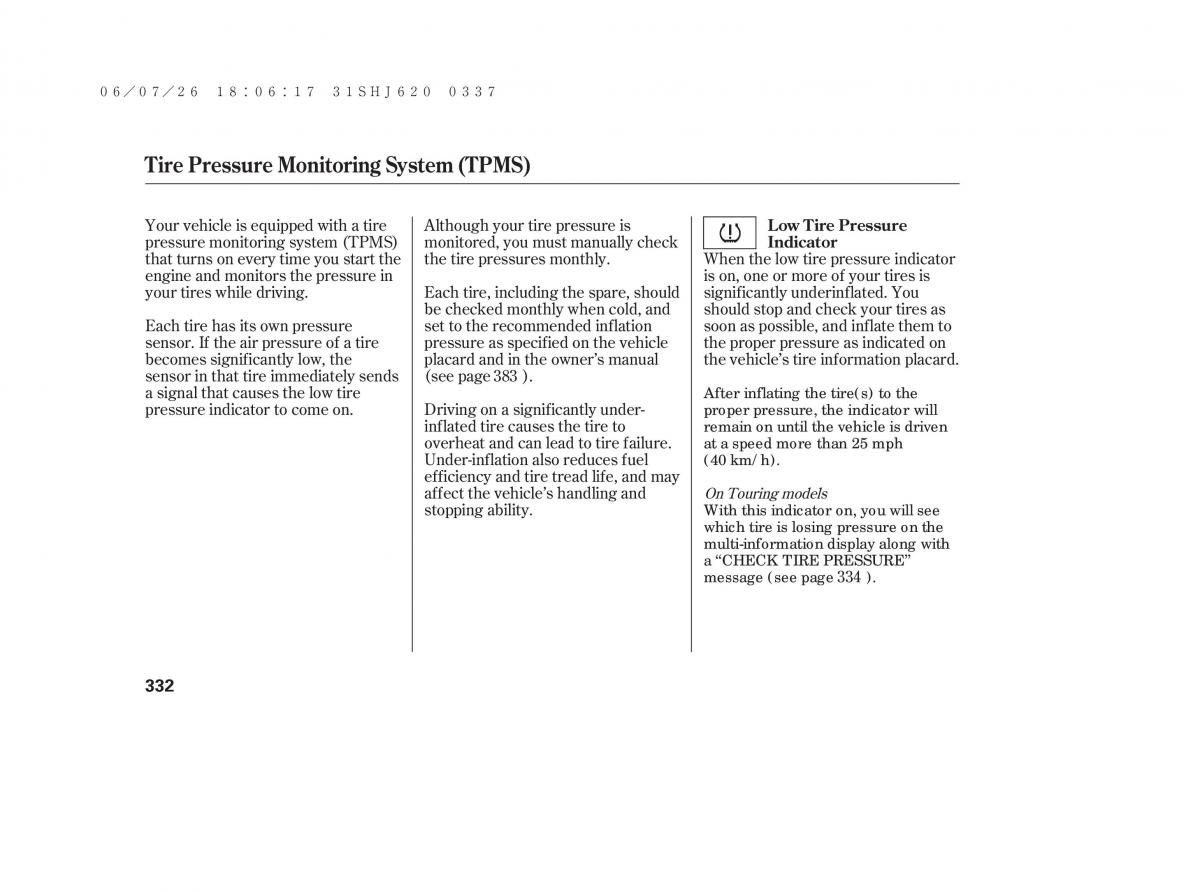 Honda Odyssey III 3 owners manual / page 338