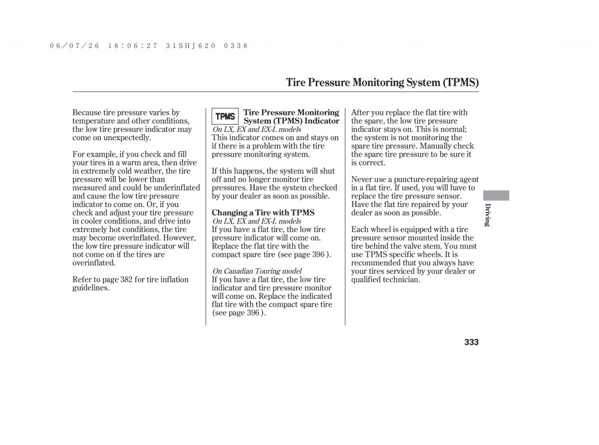 Honda Odyssey III 3 owners manual / page 339