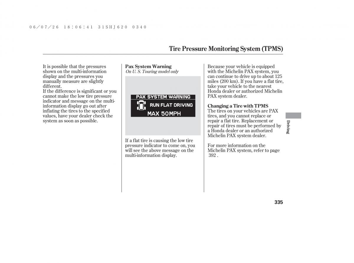 Honda Odyssey III 3 owners manual / page 341