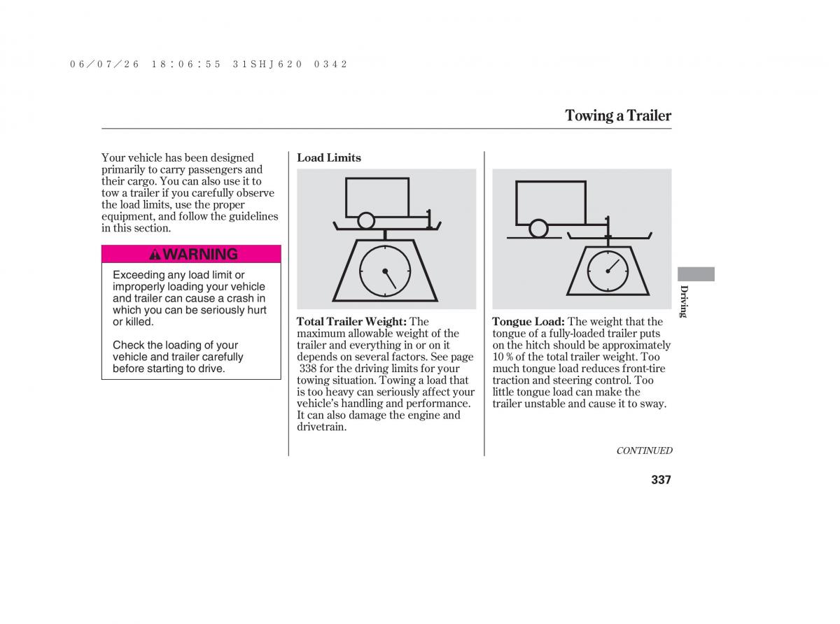 Honda Odyssey III 3 owners manual / page 343