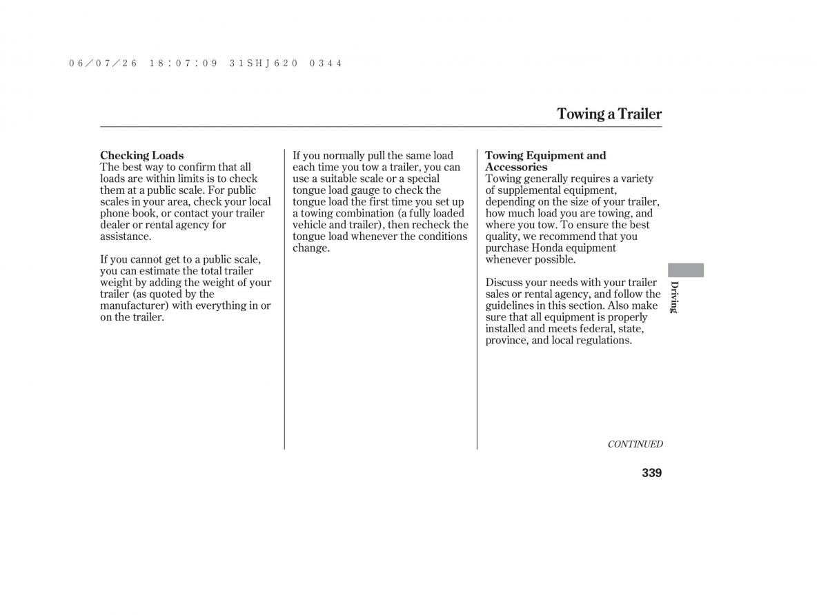 Honda Odyssey III 3 owners manual / page 345