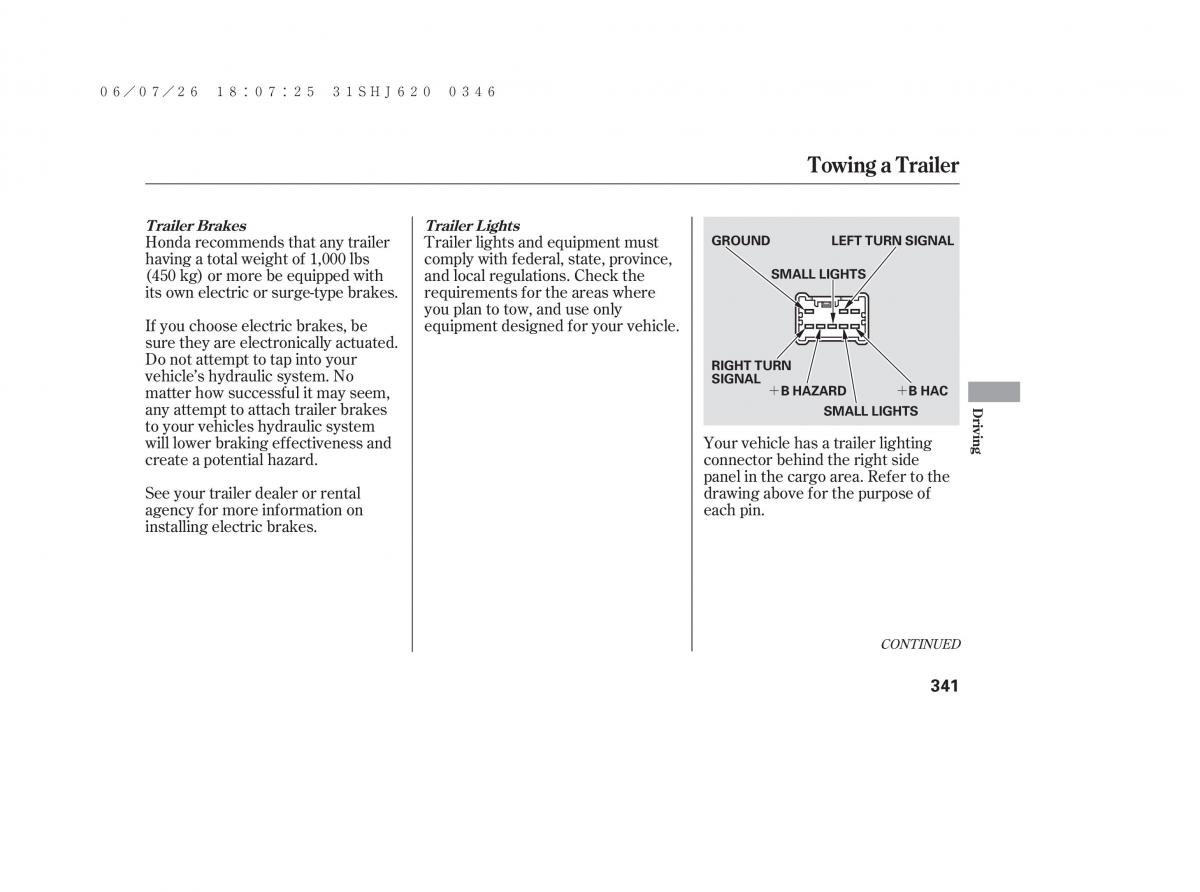 Honda Odyssey III 3 owners manual / page 347