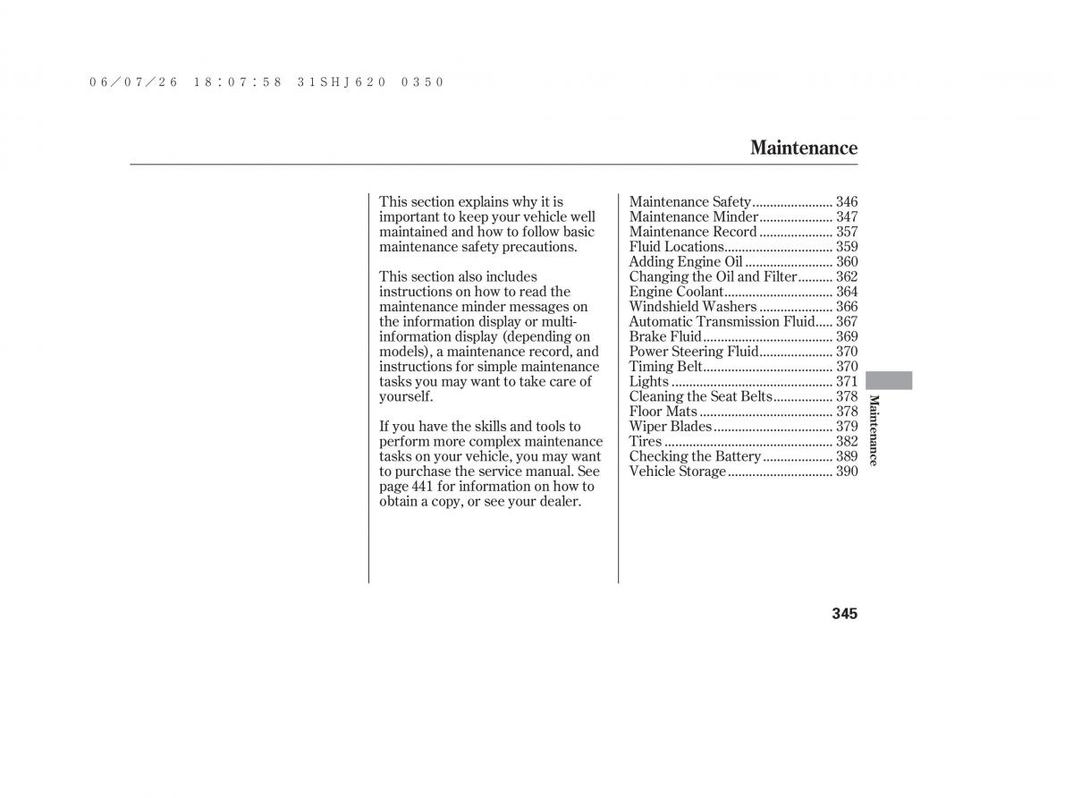 Honda Odyssey III 3 owners manual / page 351